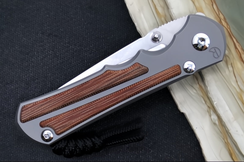 Chris Reeve Knives Large Inkosi Glass Blasted - Tanto Blade / CPM-Magnacut Steel / Glass Blasted Titanium Handle with Natural Micarta Inlay LIN-1134