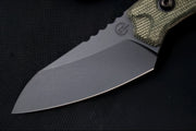 Schwarz Designs Overland Sport - Green Canvas Micarta Handle / CPM-Magnacut Blade / Black Cerakote Finish / OD Green Kydex Sheath - Northwest Knives