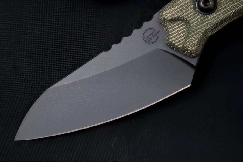 Schwarz Designs Overland Sport - Green Canvas Micarta Handle / CPM-Magnacut Blade / Black Cerakote Finish / OD Green Kydex Sheath