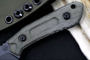 Schwarz Designs Overland Sport - Green Canvas Micarta Handle / CPM-Magnacut Blade / Black Cerakote Finish / OD Green Kydex Sheath - Northwest Knives