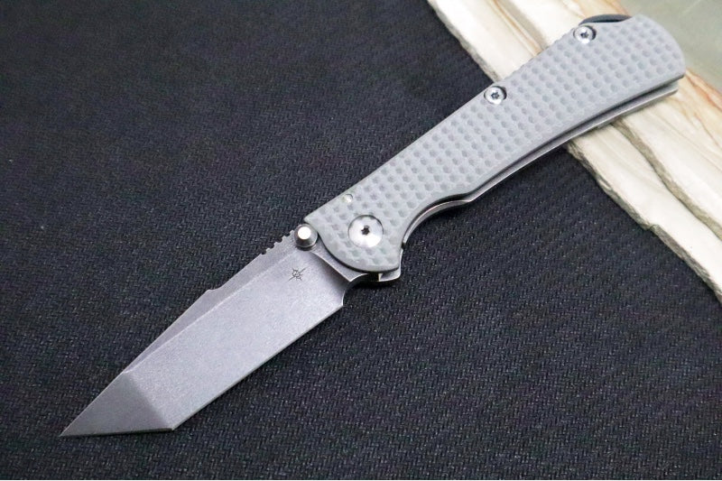 Toor Knives Chasm XLT - CPM-154CM / Black Oxide Tanto Blade / Stonewashed Titanium & Stealth Gray G-10 Handle