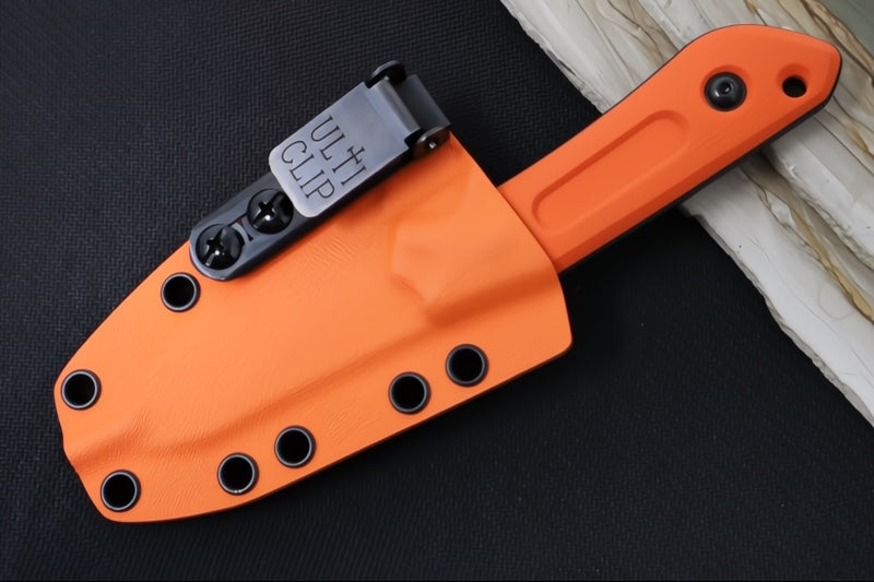 Schwarz Designs Overland Sport - Orange G-10 Handle / CPM-Magnacut Blade / Black Cerakote Finish / Orange Kydex Sheath