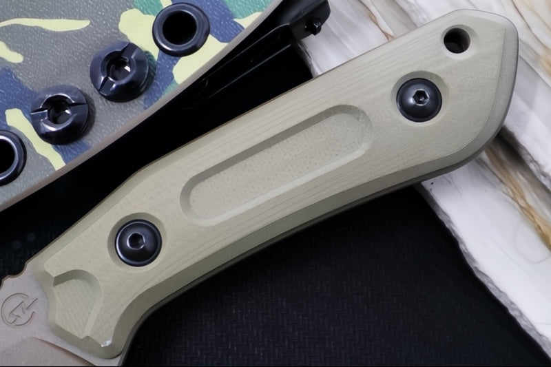 Schwarz Designs Overland Sport - OD Green G-10 Handle / CPM-Magnacut Blade / Coyote Tan Cerakote Finish / Woodland Green Kydex Sheath