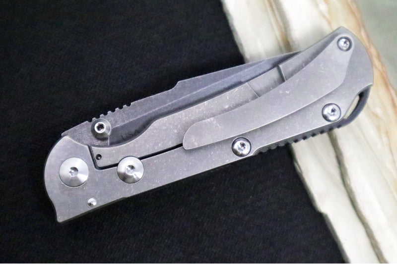 Toor Knives Chasm XLT - CPM-154CM / Black Oxide Tanto Blade / Stonewashed Titanium & Stealth Gray G-10 Handle