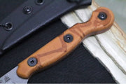 Tops El Pionero - 1095 Steel / Tan Canvas Micarta Handle / Black Kydex Sheath ELPO-01 - Northwest Knives