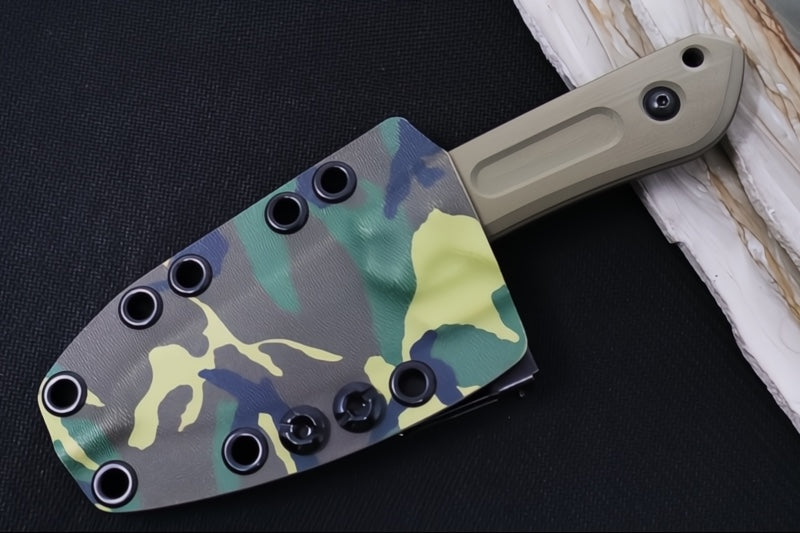 Schwarz Designs Overland Sport - OD Green G-10 Handle / CPM-Magnacut Blade / Coyote Tan Cerakote Finish / Woodland Green Kydex Sheath