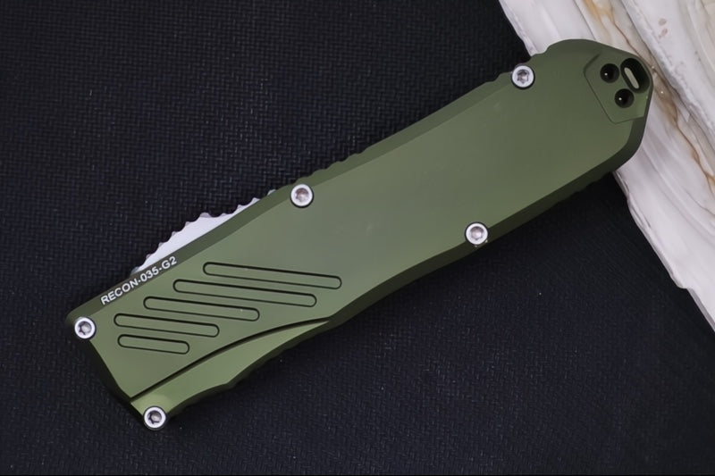 Guardian Tactical Recon 035 G2 - CPM-Magnacut Steel / Stonewashed Finish / Serrated Spear Point Blade / OD Green Anodized Aluminum Handle 98512G2