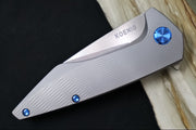 Koenig Mini Goblin - Sea Patterned Handle - Brightwashed Blade with Polished Flats - Blue Anodized Spacer & Hardware MG12211221 - Northwest Knives