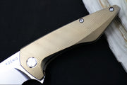 Koenig Mini Goblin - Bronzed Anodized Sea Patterned Handle - Brightwashed Blade with Polished Flats - Silver Spacer & Stonewashed Hardware MG12299177BRZ - Northwest Knives