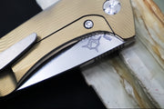 Koenig Mini Goblin - Bronzed Anodized Sea Patterned Handle - Brightwashed Blade with Polished Flats - Silver Spacer & Stonewashed Hardware MG12299177BRZ - Northwest Knives