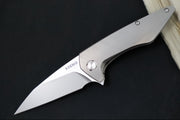 Koenig Mini Goblin - Burnished Sea Patterned Handle - Burnished Blade with Polished Flats - Stonewashed Anodized Spacer & Silver Hardware MG11999177BURN - Northwest Knives