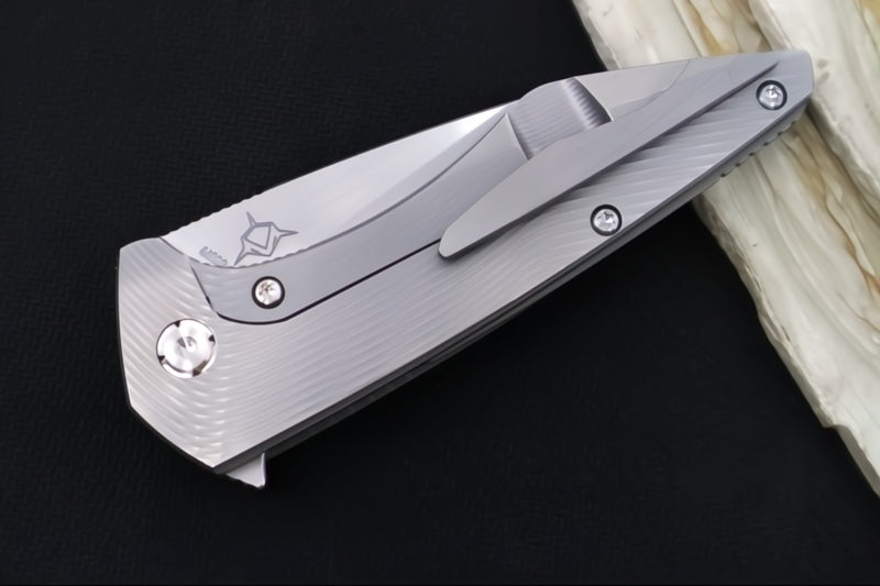 Koenig Mini Goblin - Burnished Sea Patterned Handle - Burnished Blade with Polished Flats - Stonewashed Anodized Spacer & Silver Hardware MG11999177BURN