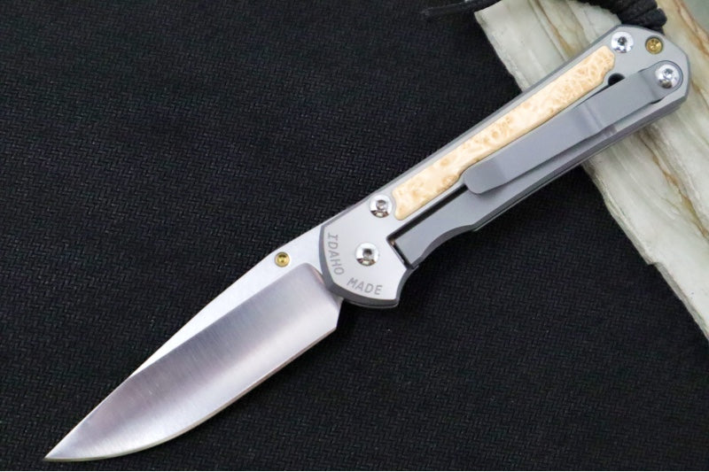 Chris Reeve Knives Small Sebenza 31 LEFT HAND - Drop Point Blade / CPM-Magnacut Steel / Box Elder Inlay S31-1629 (A1)