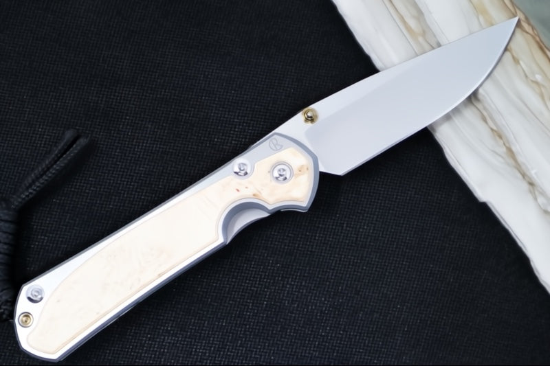 Chris Reeve Knives Small Sebenza 31 LEFT HAND - Drop Point Blade / CPM-Magnacut Steel / Box Elder Inlay S31-1629 (A1)