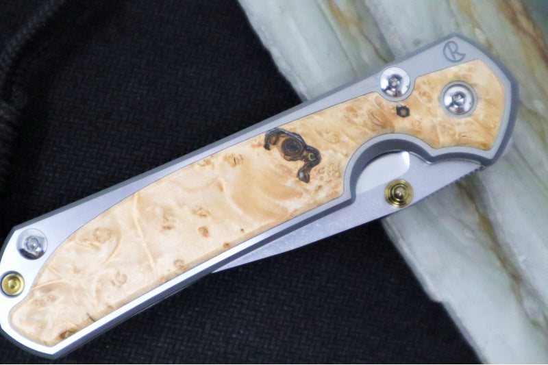 Chris Reeve Knives Small Sebenza 31 LEFT HAND - Drop Point Blade / CPM-Magnacut Steel / Box Elder Inlay S31-1629 (A2)