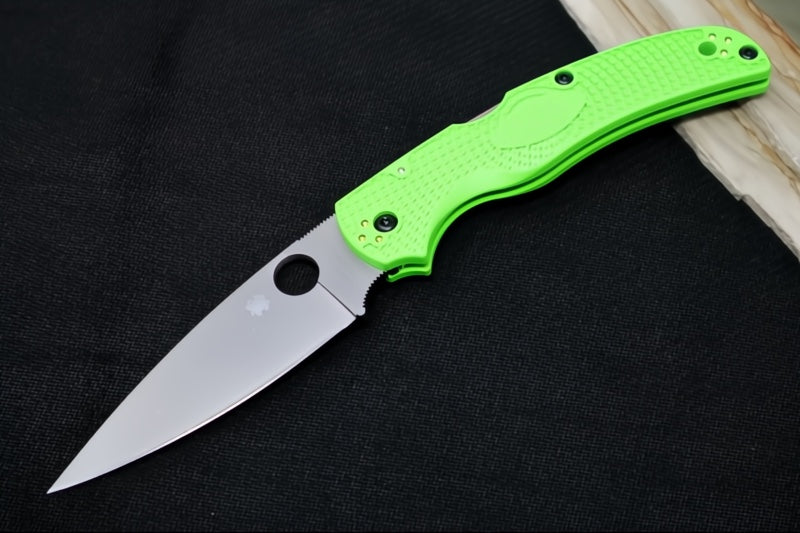 Spyderco Native Chief Salt - Drop Point Blade / Satin Finish / Green FRN Handle Scales / LC200N Steel C244PGR