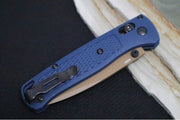 Benchmade 535FE-05 Bugout - CPM-S30V Steel / Drop Point Blade / FDE Finish / Textured Crater Blue Grivory Handle - Northwest Knives