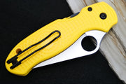 Spyderco Paramilitary 3 Lightweight Salt - Yellow FRN / Satin Finish / Drop Point with Full Serrations / CPM-Magancut Steel C223SYL - Northwest Knives