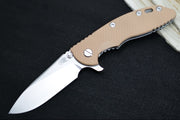 Rick Hinderer Knives XM-18 Skinny - Tri Way Pivot- 3.5" Hollow Ground Slicer Blade / Stonewash Finish / Coyote Tan G-10 Handle / Stonewashed Frame / CPM-Magnacut Steel - Northwest Knives