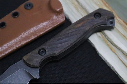 Toor Knives Krypteia Outlaw - Blackwashed Finished Blade / CPM-S35VN Steel / Ebony Wood Handle / Kydex Sheath