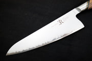 Ryda Knives A-30 8" Chef Knife - 3 Layers High Carbon Damascus Steel - Stabilized Figured Walnut - Made in Sweden, Japan - Northwest Knives