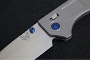 Benchmade 748 Narrows - Titanium Handle / M390 Steel / Drop Point Blade / Sapphire Blue PVD Coated Hardware - Northwest Knives