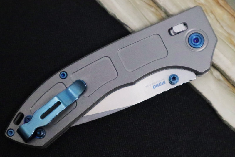 Benchmade 748 Narrows - Titanium Handle / M390 Steel / Drop Point Blade / Sapphire Blue PVD Coated Hardware - Northwest Knives