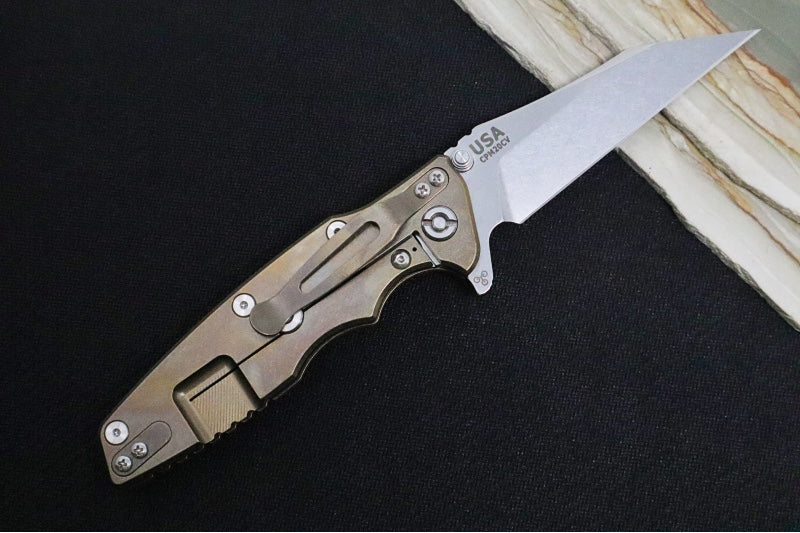 Rick Hinderer Knives Eklipse 3.5" - Wharncliffe - Stonewash Bronze - Red G-10