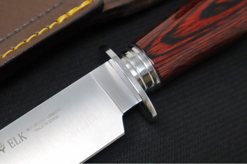 Muela Knives Elk-14R.I Fixed Blade - Coarl Pakkawood Handle / X50CrMoV15 Stainless Blade / Leather Sheath