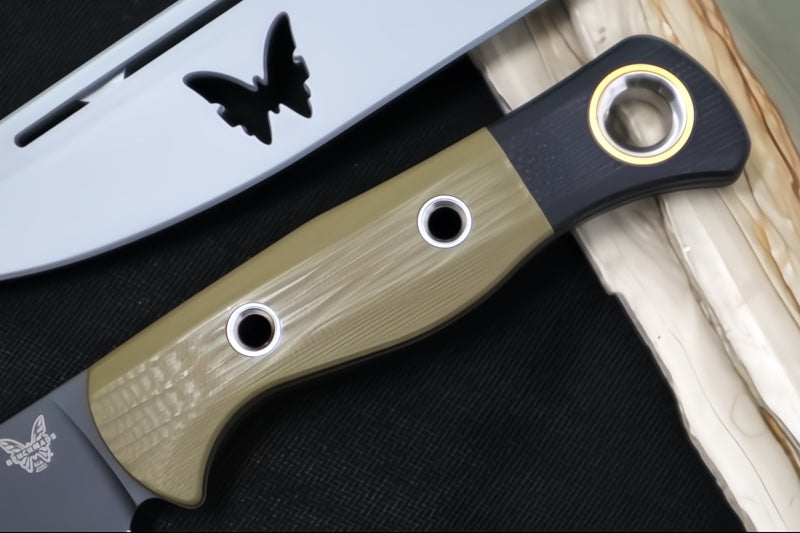 Benchmade 4050BK-01 Meatcrafter Kitchen Knife - Black DLC Finish / CPM-154 Steel / Black & OD Green G-10 Handle - Made in Portland, Oregon USA