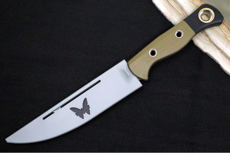 Benchmade 4050BK-01 Meatcrafter Kitchen Knife - Black DLC Finish / CPM-154 Steel / Black & OD Green G-10 Handle - Made in Portland, Oregon USA