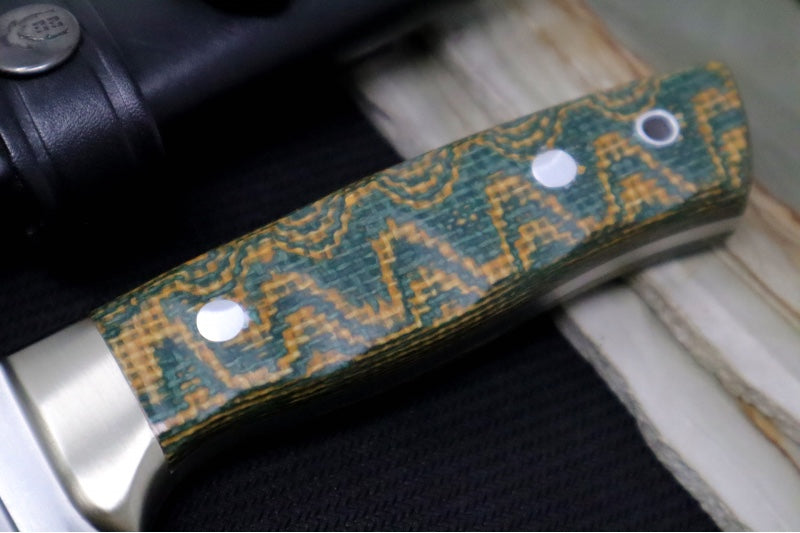 Muela Knives Kodiak-10G Fixed Blade - Green Canvas Micarta Handle / X50CrMoV15 Stainless Blade / Leather Sheath