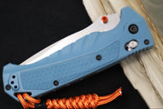 Benchmade 18060S Adira - CPM-Magnacut Steel / Partially Serrated Drop Point / Depth Blue Grivory Handle / Orange  Paracord Lanyard & Bead - Northwest Knives