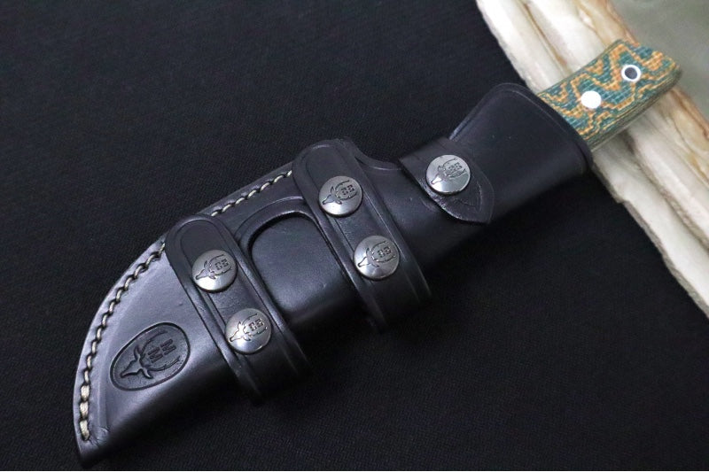 Muela Knives Kodiak-10G Fixed Blade - Green Canvas Micarta Handle / X50CrMoV15 Stainless Blade / Leather Sheath