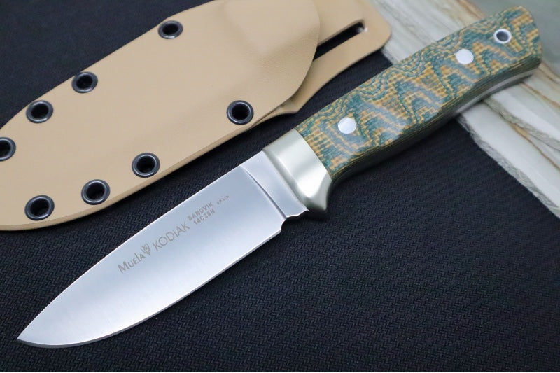 Muela Knives Kodiak-10G/K Fixed Blade - Green Canvas Micarta Handle / X50CrMoV15 Stainless Blade / Kydex Sheath