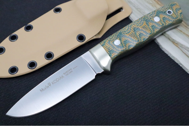Muela Knives Kodiak-10G/K Fixed Blade - Green Canvas Micarta Handle / X50CrMoV15 Stainless Blade / Kydex Sheath - Northwest Knives