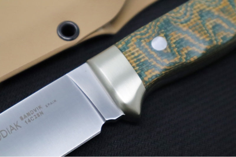Muela Knives Kodiak-10G/K Fixed Blade - Green Canvas Micarta Handle / X50CrMoV15 Stainless Blade / Kydex Sheath - Northwest Knives