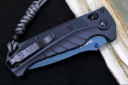 Benchmade 18060SBT-01 Adira - CPM-Magnacut Steel / Partially Serrated Drop Point / Blue Titanium Cerakote Finish / Tempest Gray Grivory Handle / Grey Paracord Lanyard & Black Bead - Northwest Knives