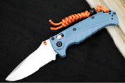 Benchmade 18065S Mini Adira - CPM-Magnacut Steel / Partially Serrated Drop Point Steel / Depth Blue Grivory Handle / Orange Paracord Lanyard & Bead - Northwest Knives