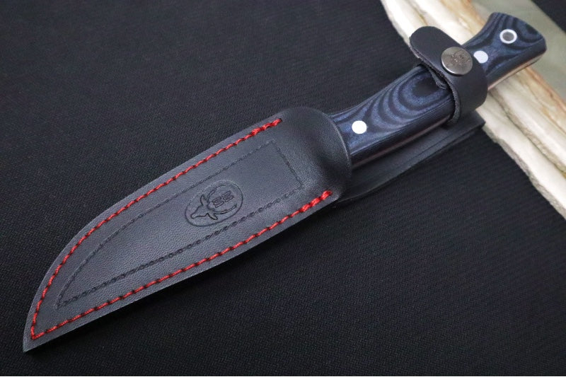 Muela Knives Pointer-12M Fixed Blade - Black & Blue Micarta Handle / X50CrMoV15 Stainless Blade / Black Leather Sheath - Northwest Knives