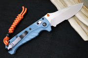 Benchmade 18065S Mini Adira - CPM-Magnacut Steel / Partially Serrated Drop Point Steel / Depth Blue Grivory Handle / Orange Paracord Lanyard & Bead - Northwest Knives
