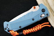 Benchmade 18065S Mini Adira - CPM-Magnacut Steel / Partially Serrated Drop Point Steel / Depth Blue Grivory Handle / Orange Paracord Lanyard & Bead - Northwest Knives