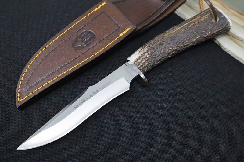 Muela Knives Pointer-13A Fixed Blade - Genuine Stag Handle / X50CrMoV15 Stainless Blade / Brown Leather Sheath