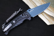 Benchmade 18065BT-01 Mini Adira - CPM-Magnacut Steel / Drop Point Steel / Blue Titanium Cerakote / Temptest Grey Grivory Handle / Grey Paracord Lanyard & Bead - Northwest Knives