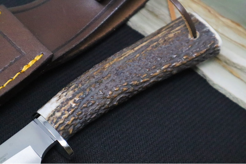 Muela Knives Pointer-13A Fixed Blade - Genuine Stag Handle / X50CrMoV15 Stainless Blade / Brown Leather Sheath