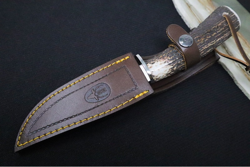 Muela Knives Pointer-13A Fixed Blade - Genuine Stag Handle / X50CrMoV15 Stainless Blade / Brown Leather Sheath