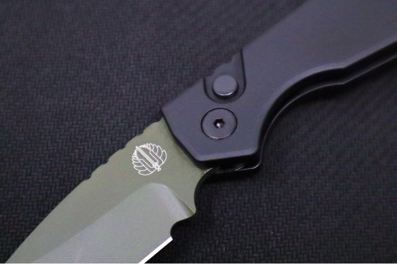 Pro Tech Strider PT+ Auto NWK Exclusive - Black Anodized Aluminum Handle / OD Green Cerakote Finished Blade / CPM-Magnacut Steel / Black Clip & Hardware NWK.PT+.1