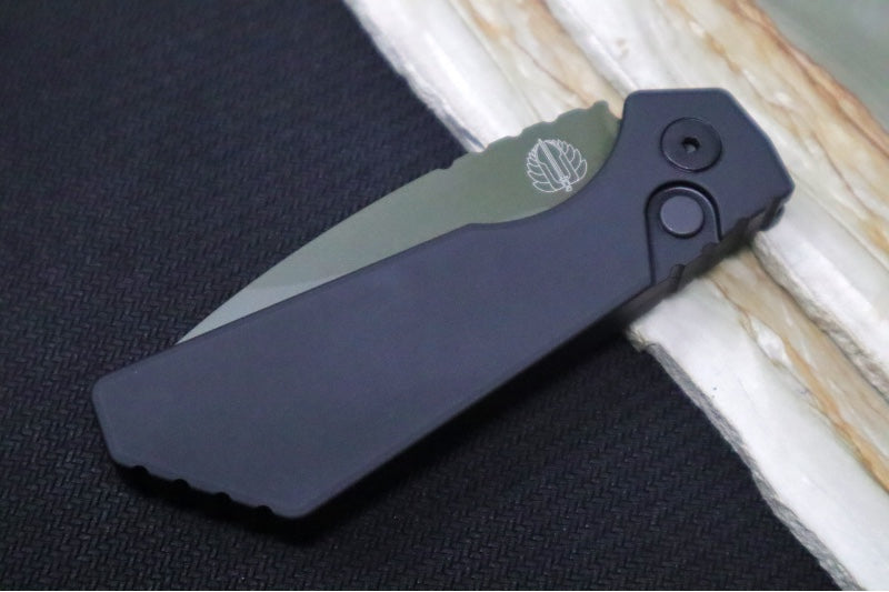 Pro Tech Strider PT+ Auto NWK Exclusive - Black Anodized Aluminum Handle / OD Green Cerakote Finished Blade / CPM-Magnacut Steel / Black Clip & Hardware NWK.PT+.1 - Northwest Knives