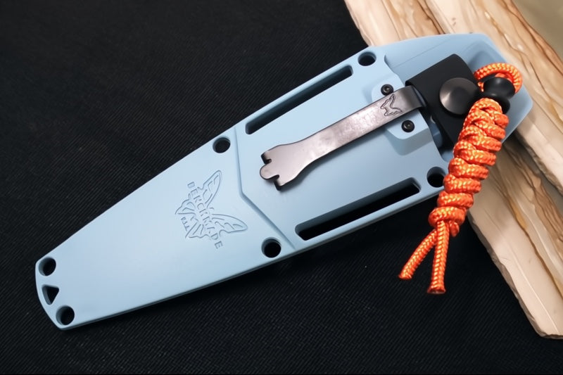 Benchmade 18050S Intersect Fixed Blade - CPM-Magnacut Steel / Partially Serrated Drop Point Steel / Depth Blue Santoprene Handle / Sonar Gray Injection Molded Sheath