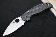 Spyderco Sage 6 Button Lock - Black Carbon Fiber Handle / Satin Blade / CPM-S30V Steel - C123CFBCLP - Northwest Knives